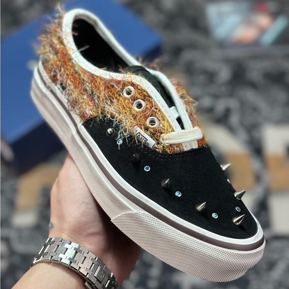 Vans Black and Multicolor Spike-Embellished Platform Sneaker